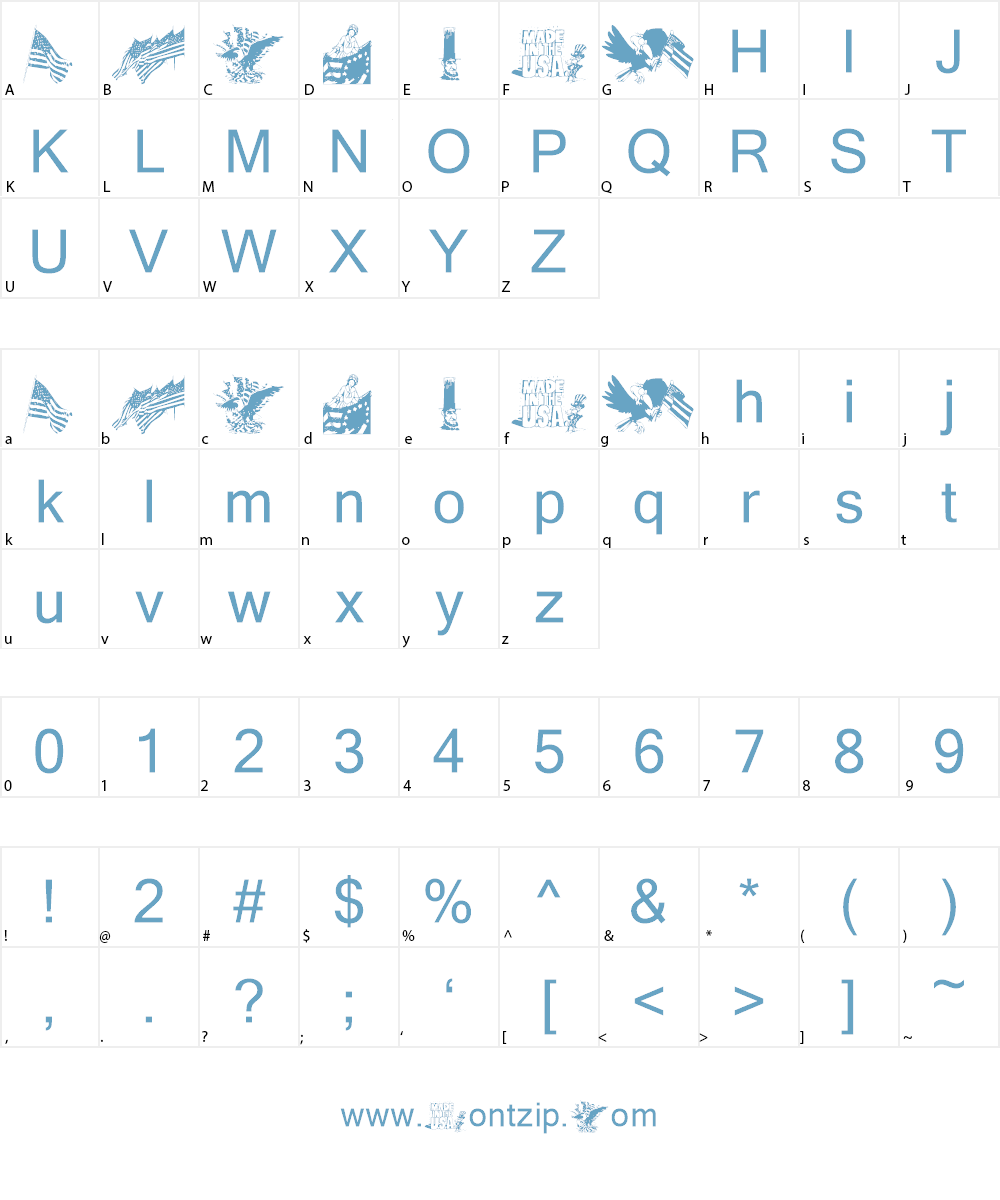 KR All American Font Character